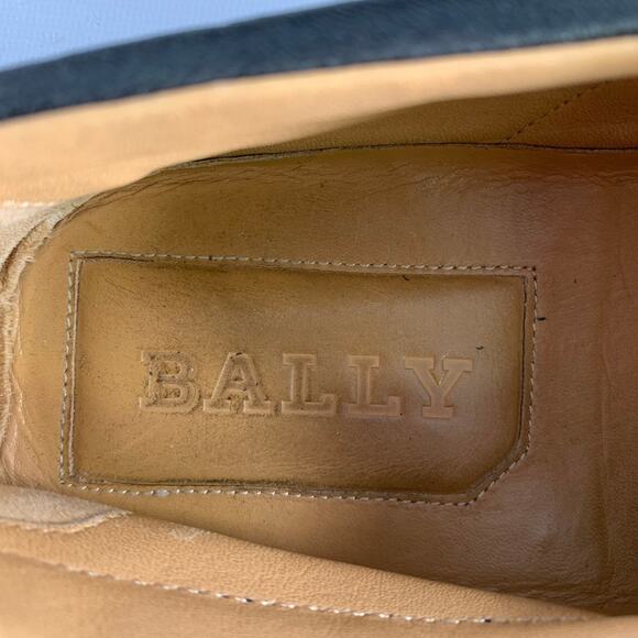 BALLY Size 9.5 Black White Stripe Leather Slip On Loafers main image 4